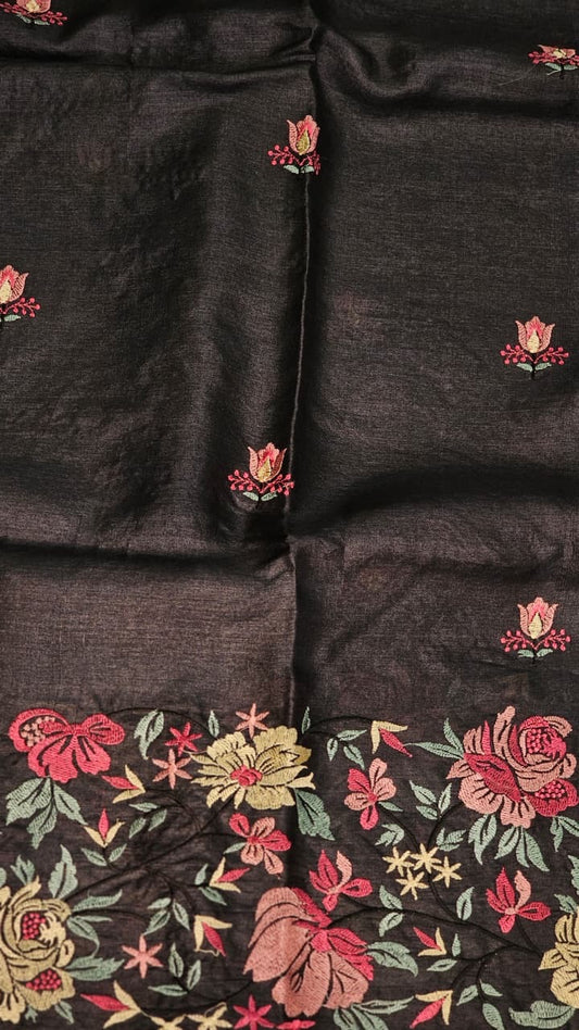 Floral saree tussar silk saree Indian sari blouse