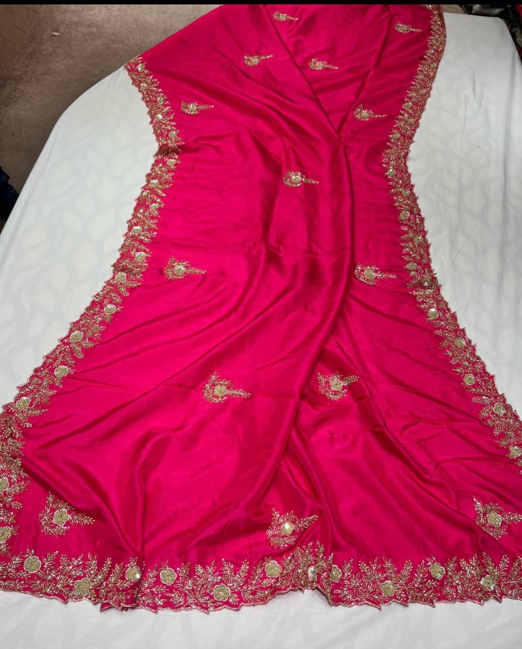 Sanes reception saree zardosi saree partywear sari blouse