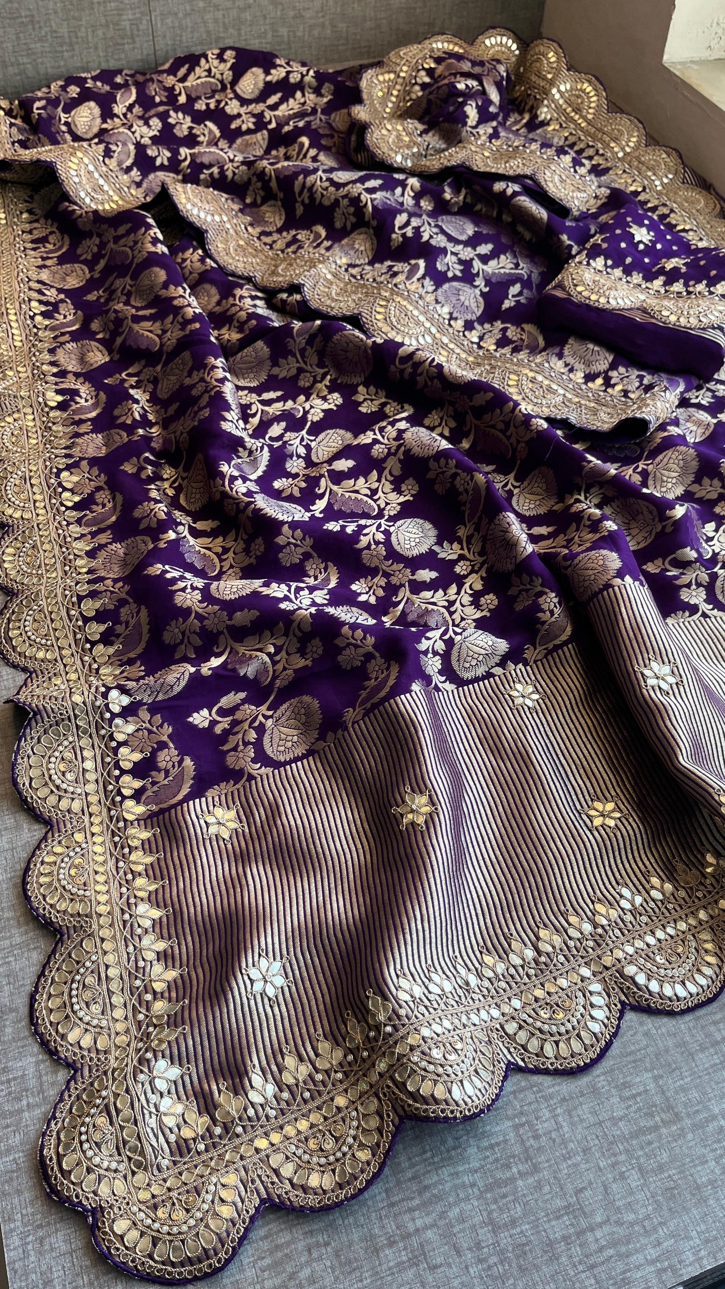 Umesha Khaddi gorgette saree Indian wedding sari blouse