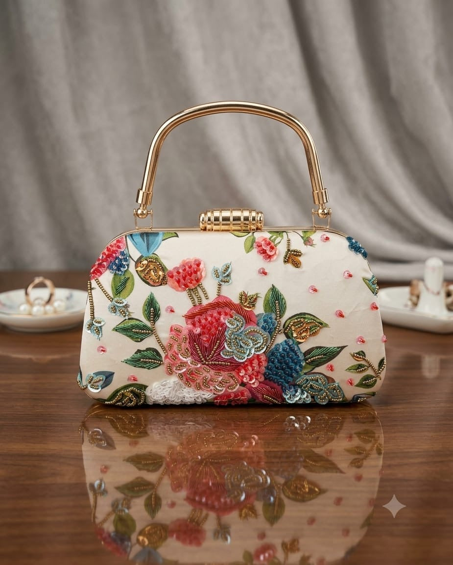 Floral clutch bag embroidery handbags Partywear clutch bag
