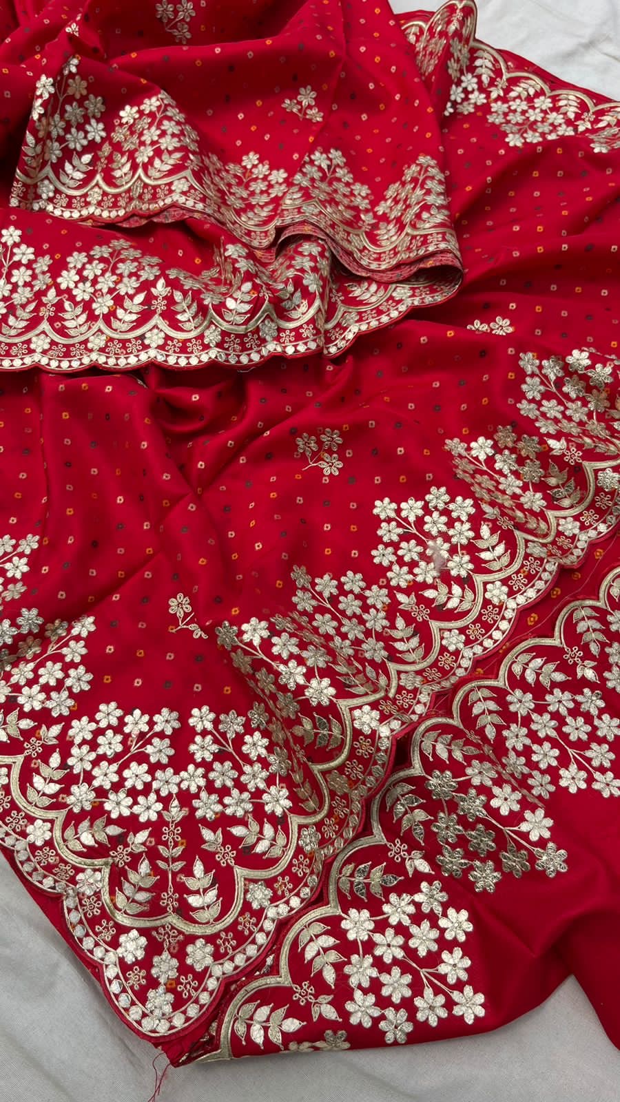 Munga Gottapatti Saree Bandhani saree