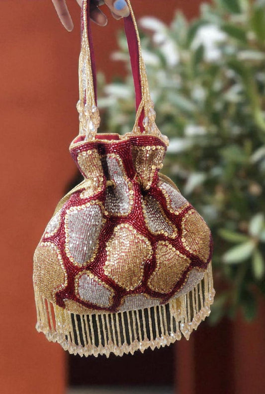 Red hot potli Partywear bags zardosi potli embroidery potli