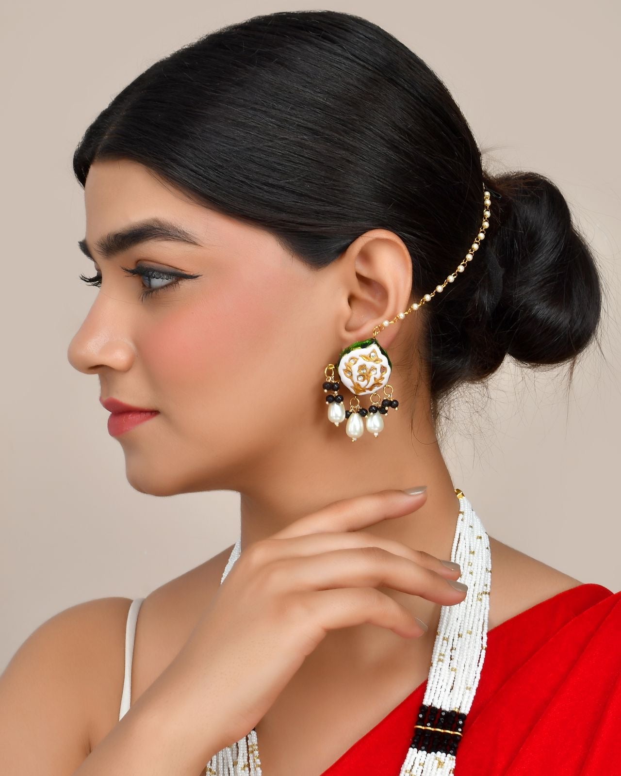 Meenakari pendant Necklace Set Pearl necklace set
