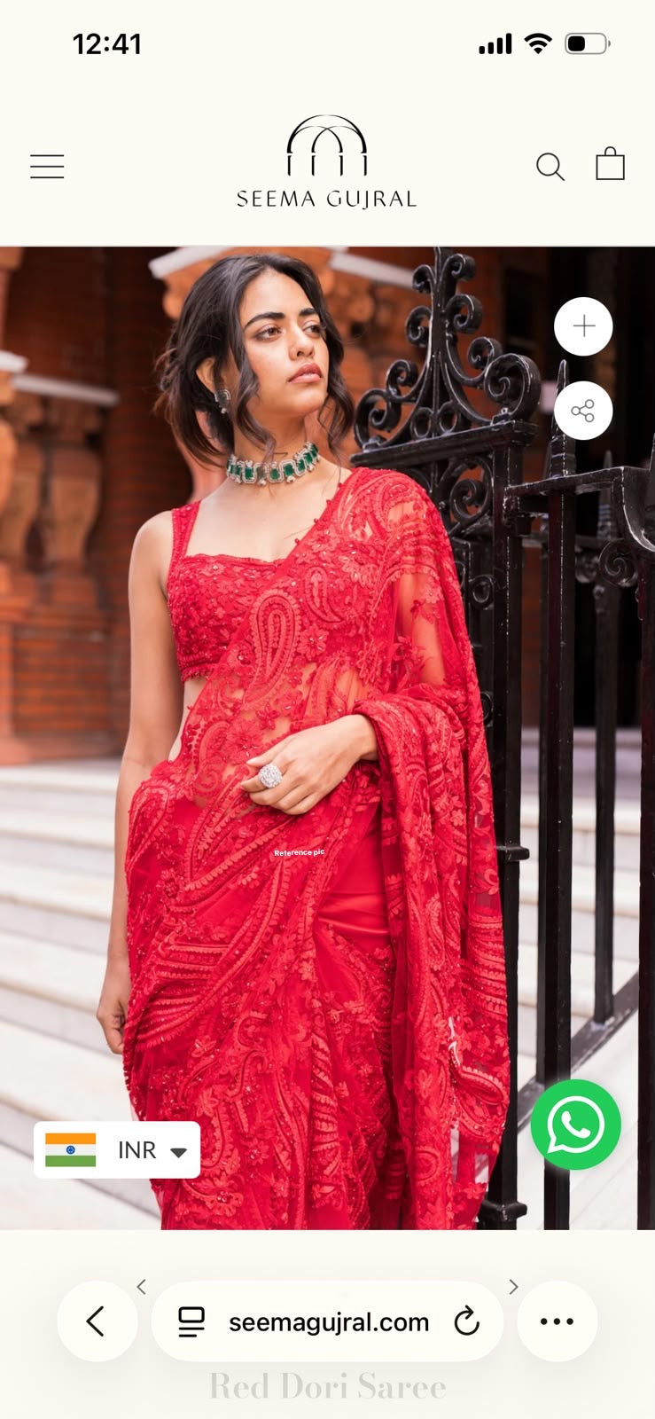 Red bridal saree Partywear saree wedding sari blouse