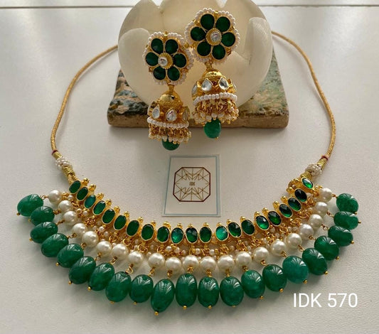 Green pearl kundan choker set wedding set