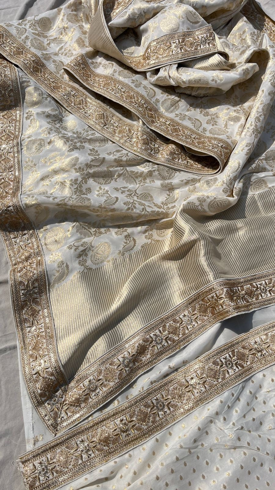 Lilani khaddi Gorgette Saree traditional sari