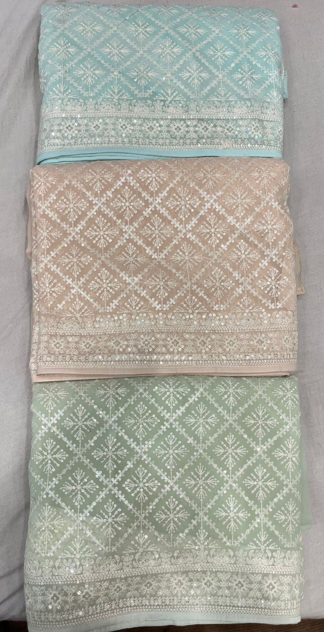 Sequins Chikankari Gorgette Saree Indian saree