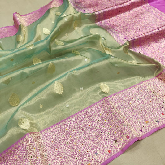 Govika tissue silk saree handwoven saree Zari sarees blouse