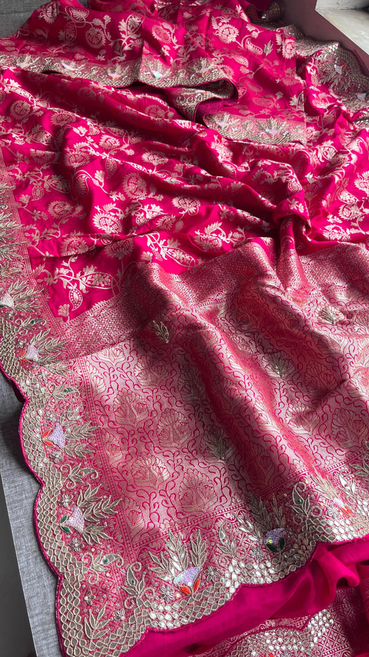 Banarasi Munga silk saree gottapatti sarees