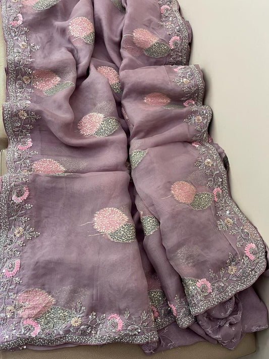 Aliva organza saree partywear saree