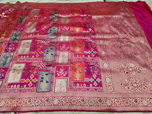 Mughal inspired Banarsi saree Katan silk saree Indian heritage saree blouse