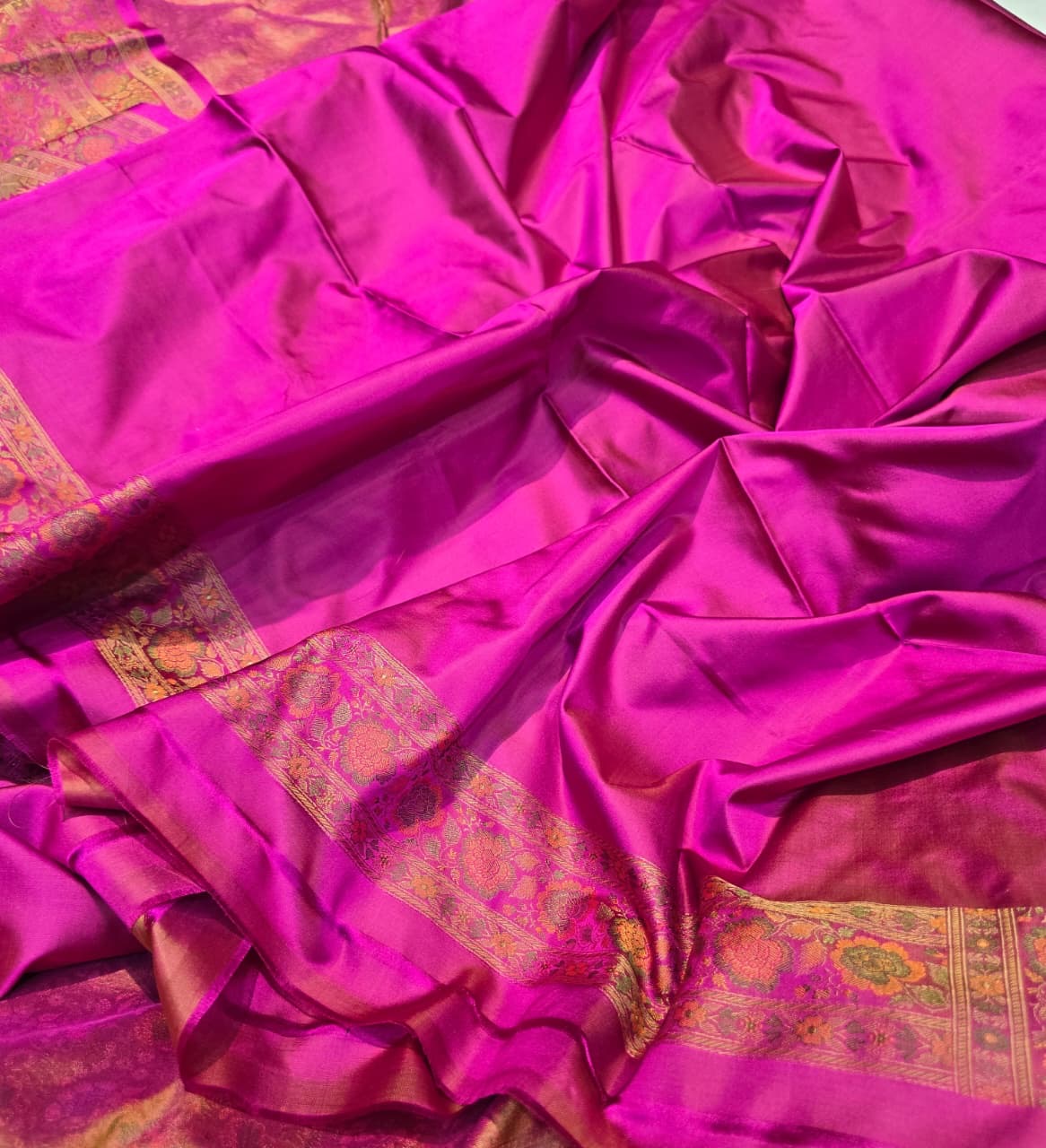 Pink Banarsi saree handwoven saree Zamevar sari blouse