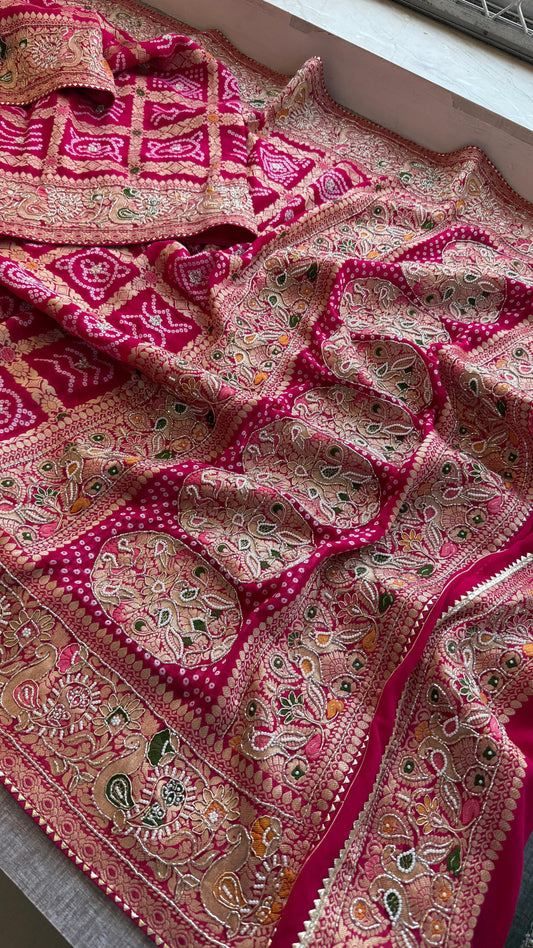 Nahisha khaddi Gorgette saree weaving sarees blouse