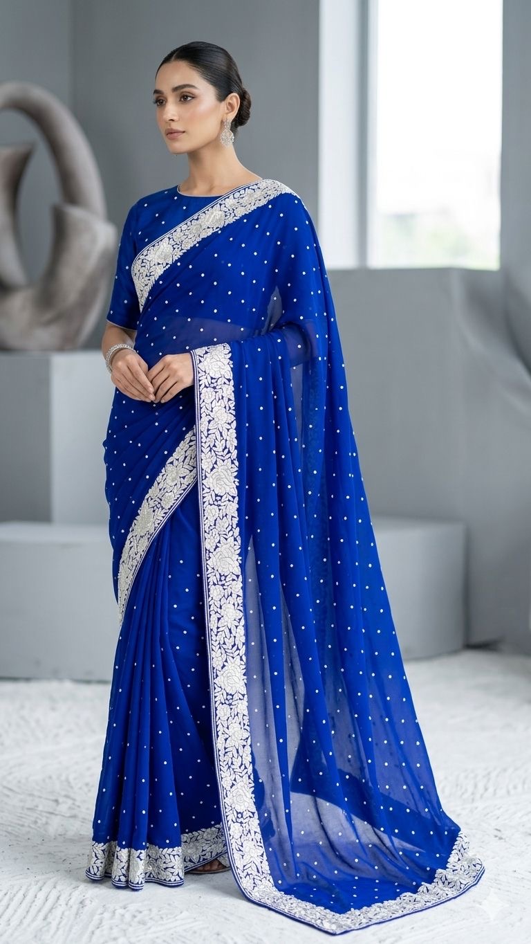 Parsi border saree gorgette sarees Indian sari blouse
