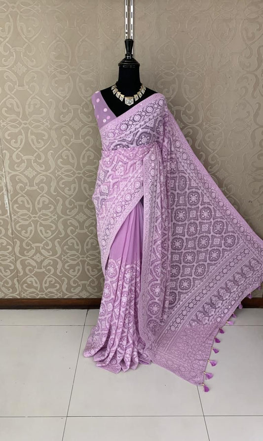 Nafisa Gorgette saree Chikankari sarees Indian saree