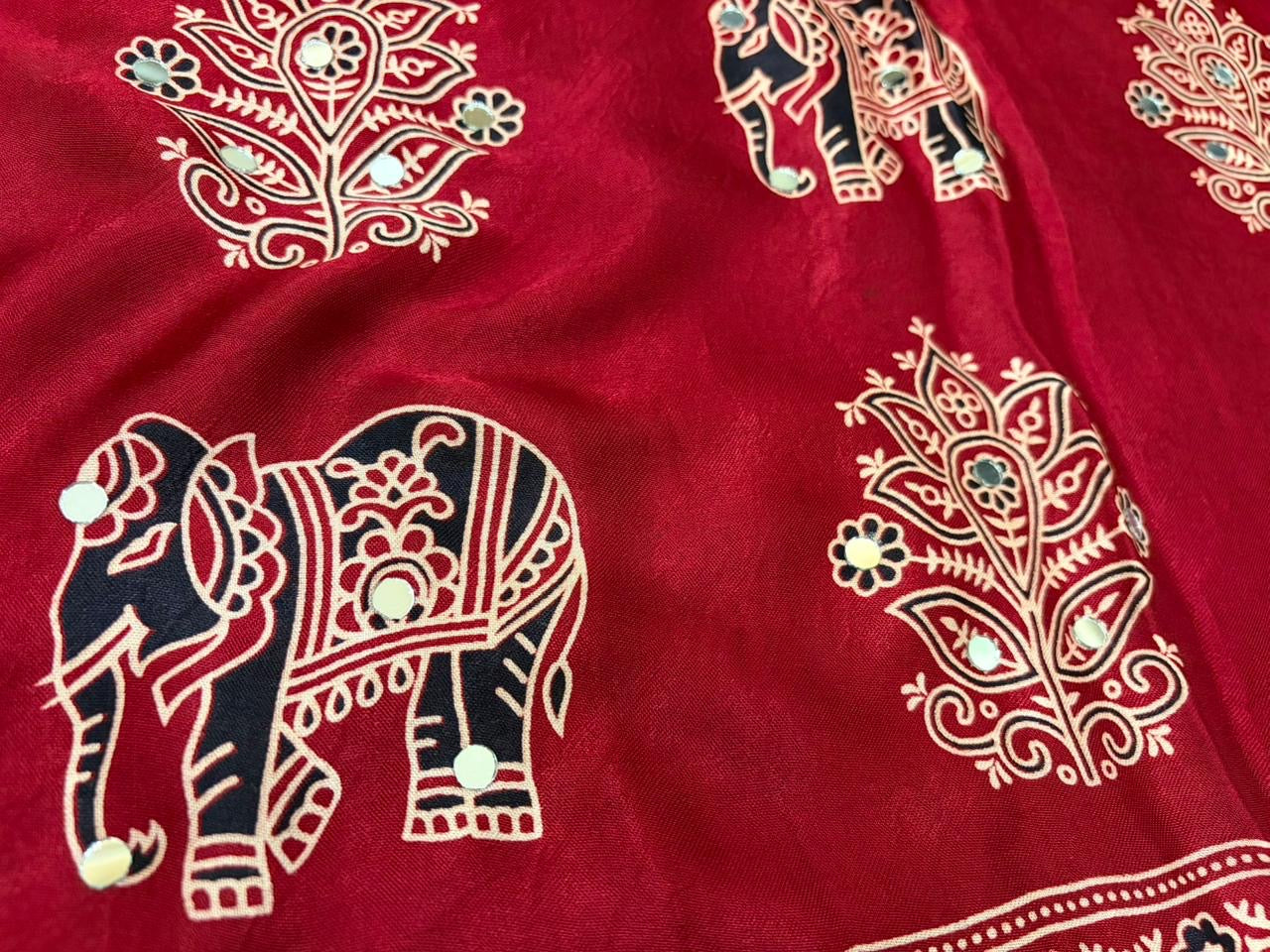 Maroon ajrakh saree Indian sari blouse traditional sarees women clothing