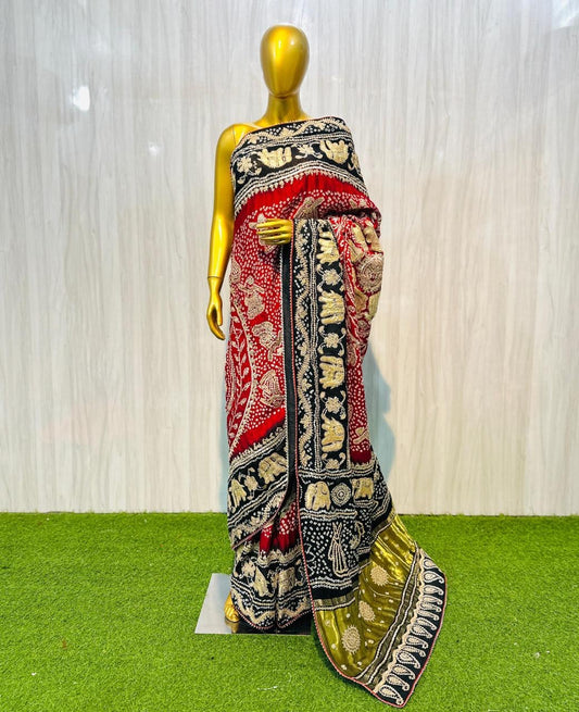 Gajji silk saree handwork saree embroidered sari blouse