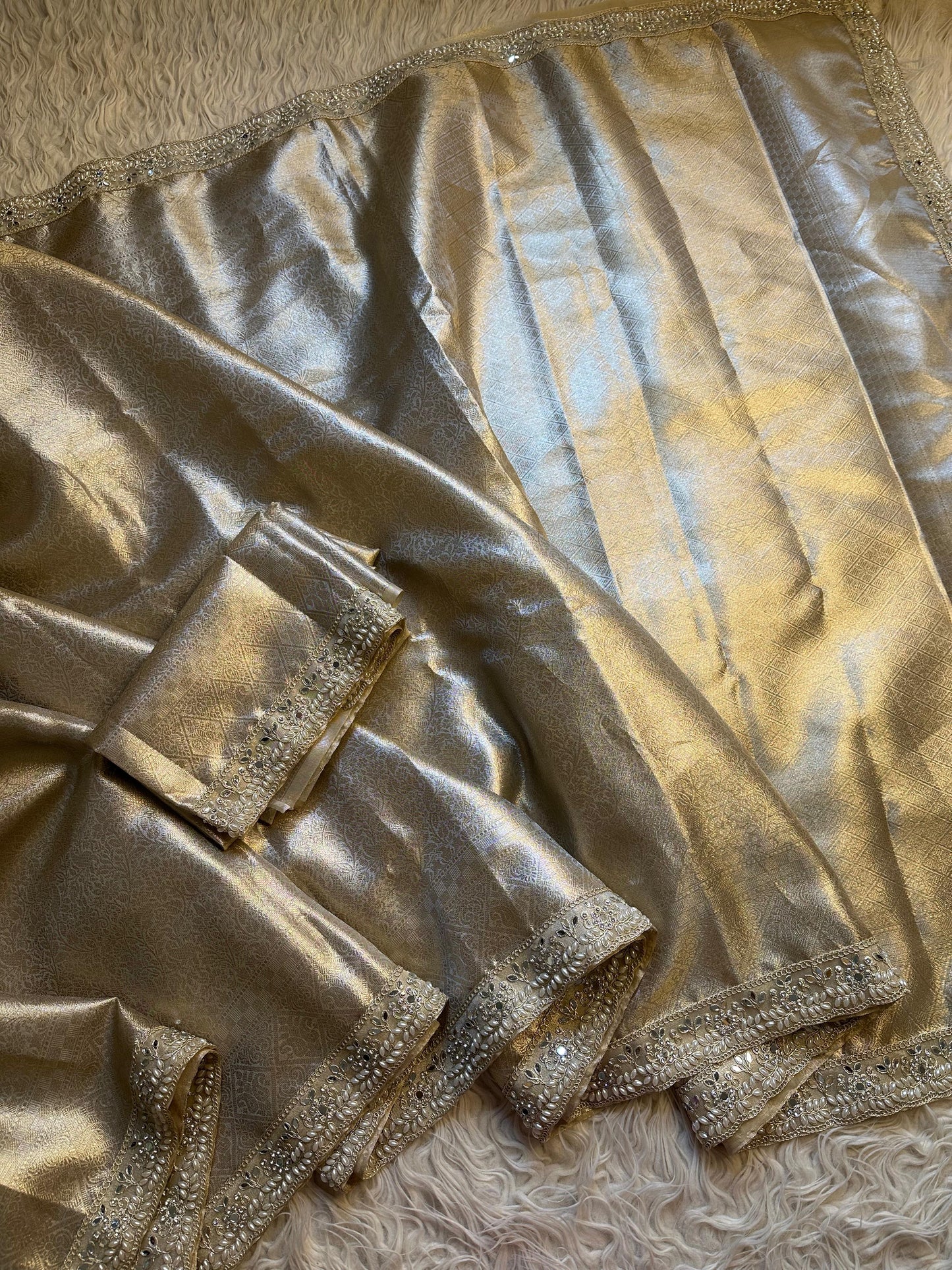 Tissue Kanjeevaram saree Zari silk saree blouse