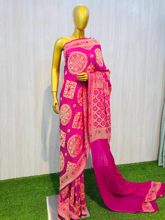 Meenakari saree gorgette saree Indian heritage sari blouse