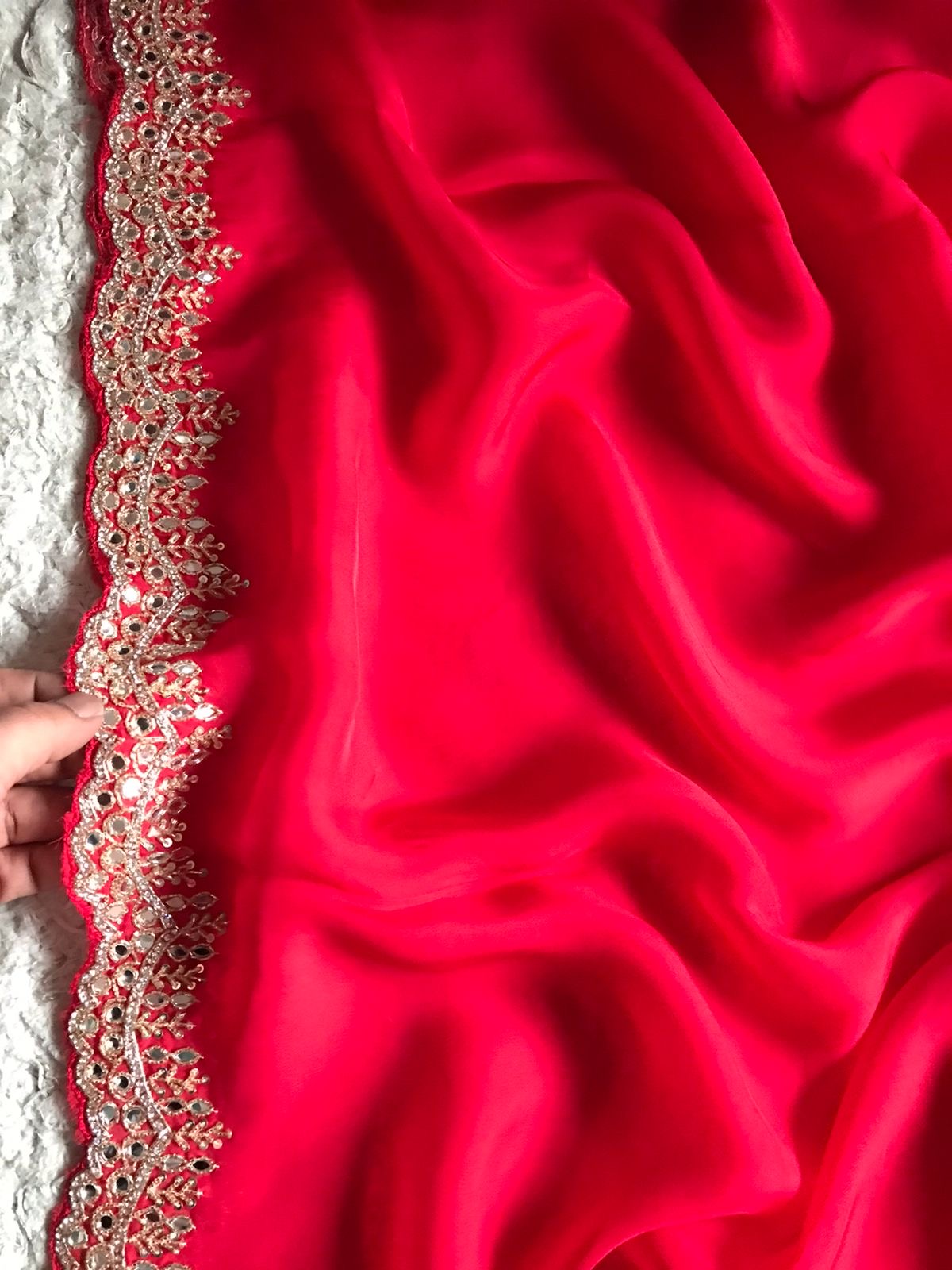 Lubina Red Pure Organza Silk Saree Luxury Sarees