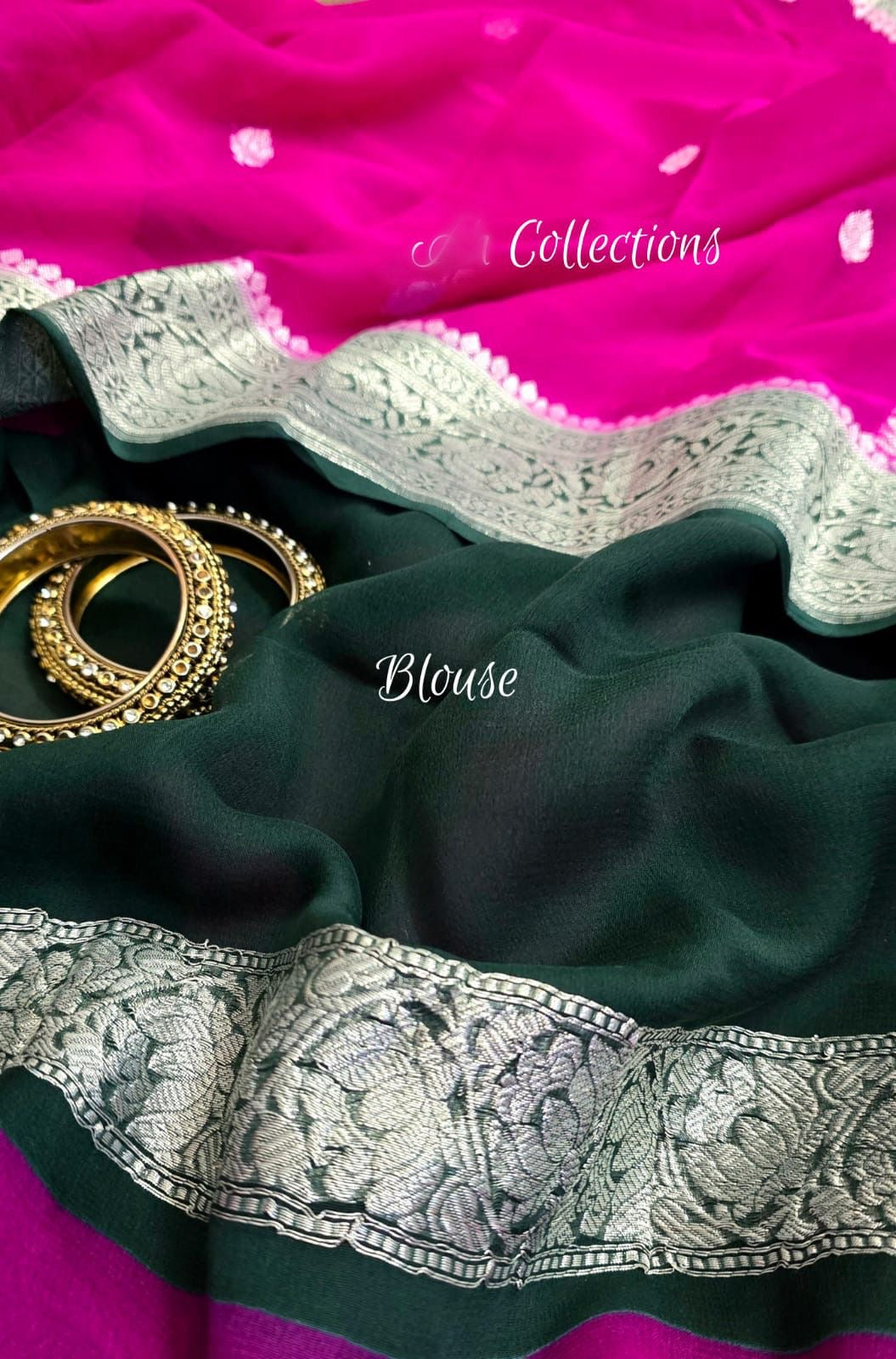 Banarsi handwoven chiffon saree kadwa saree blouse