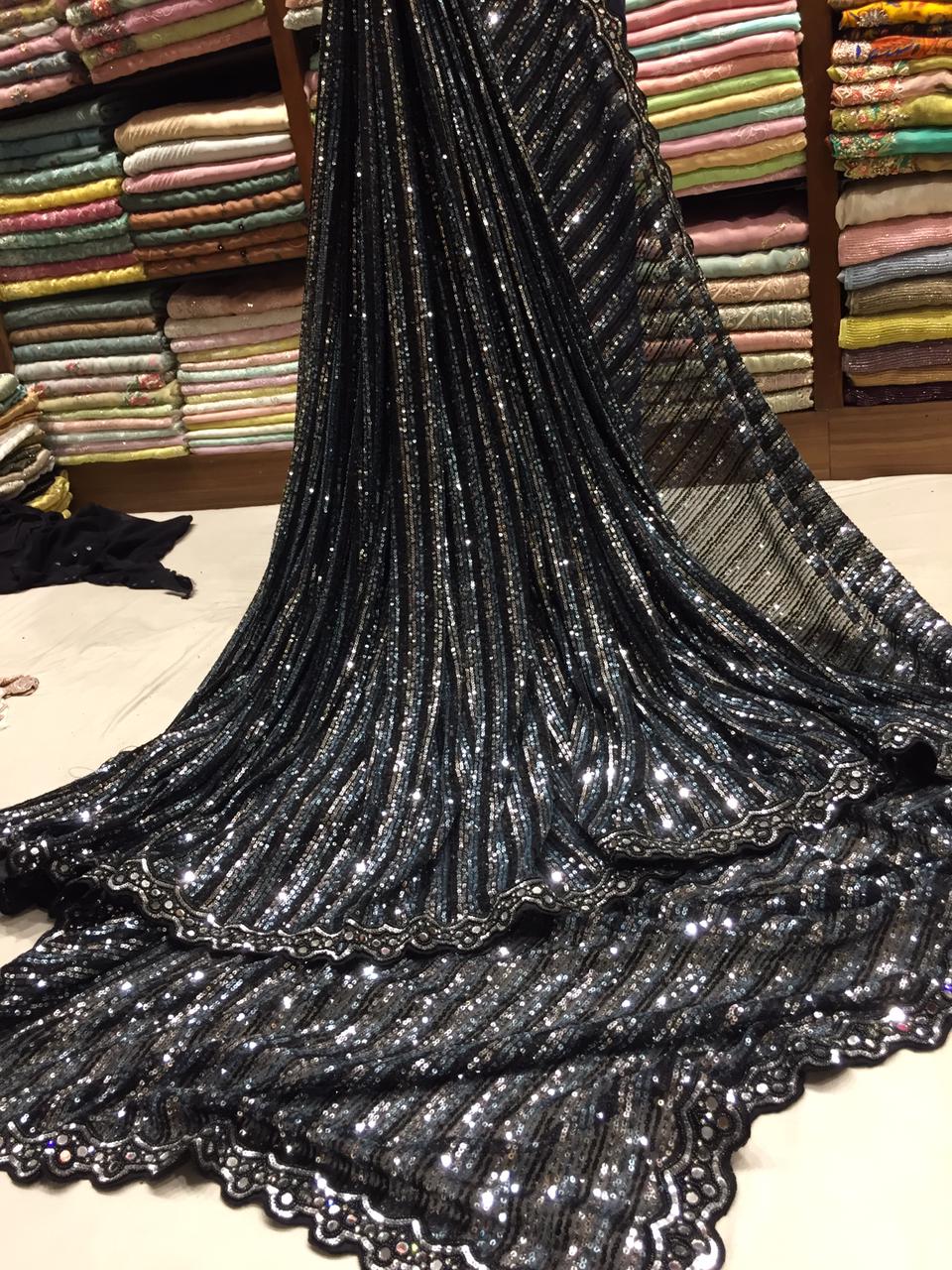 Sequence lycra partywear saris