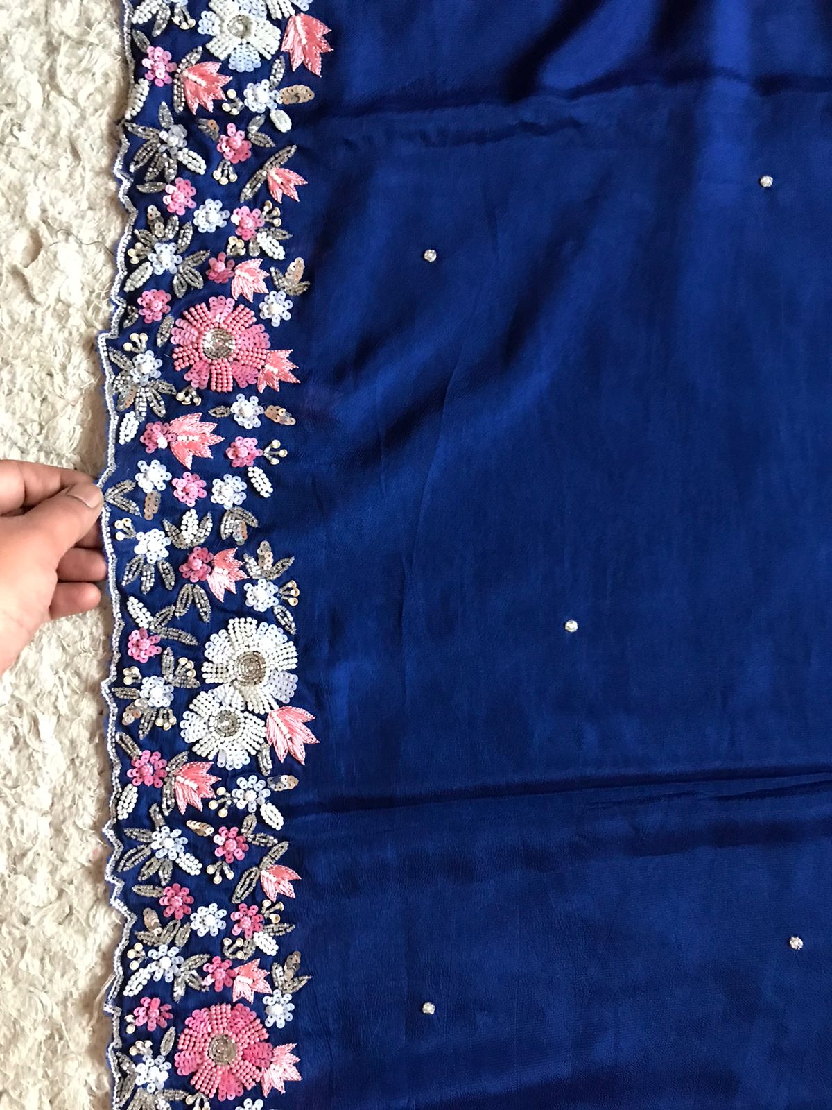 Raini blue marble gorgette saris