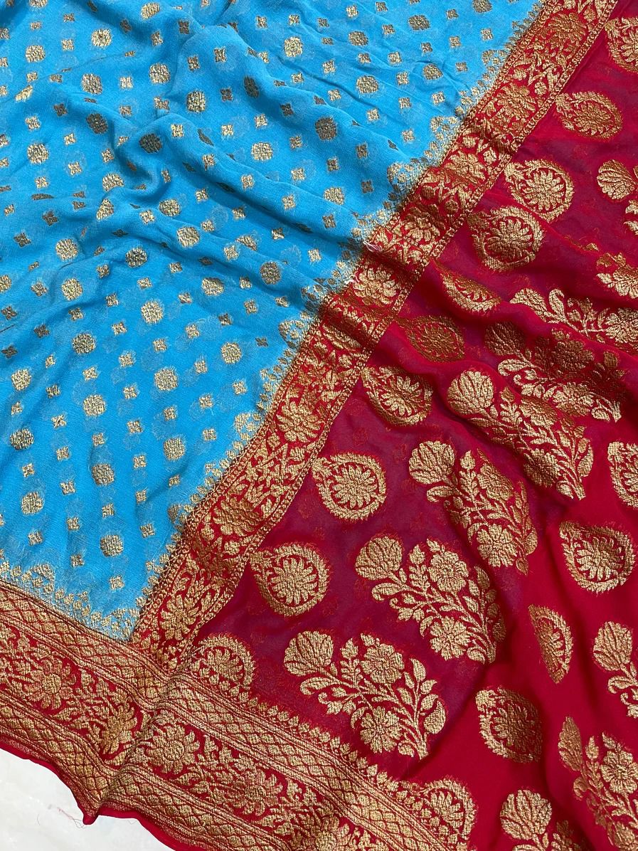 Andila khaddi gorgette Indian saree