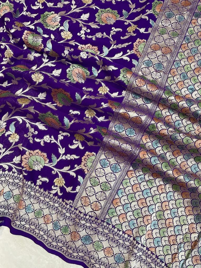 Aliva Banarsi handloom gorgette saree
