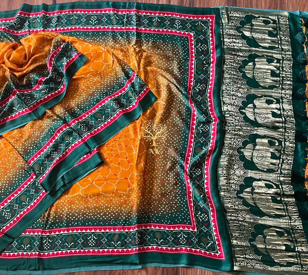Lobita Gajji silk printed sari