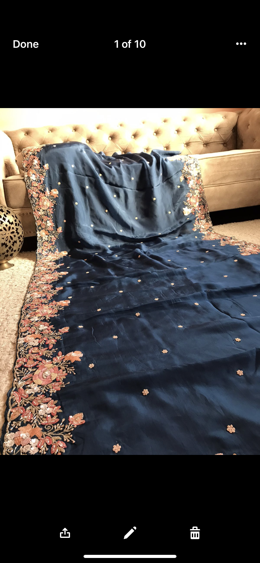 Royal blue luxury organza saree