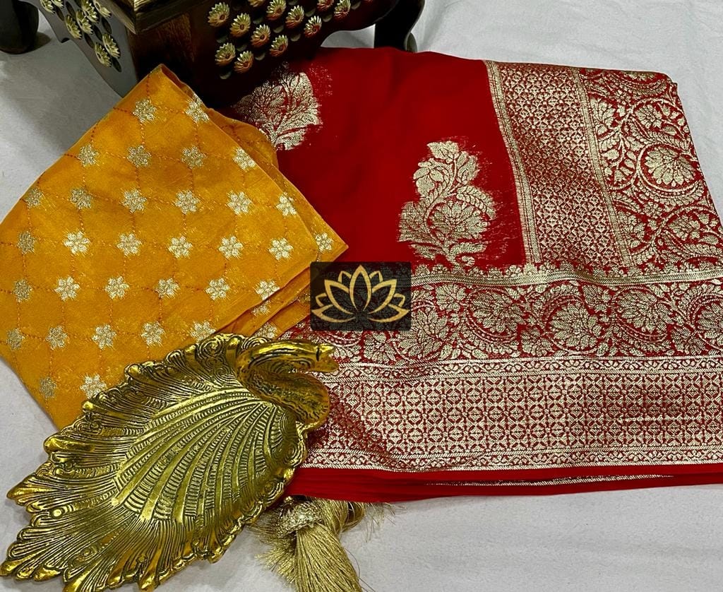 Lal banarsi weaving saree