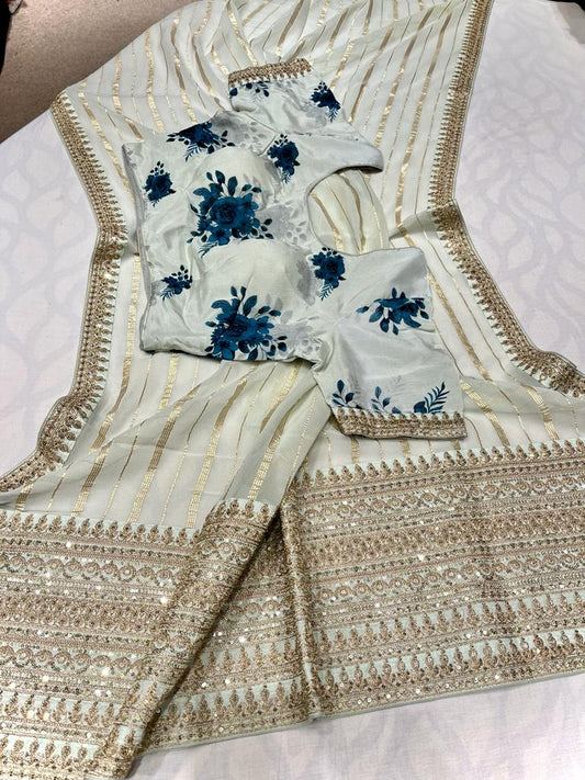 Summer striped trendy saree