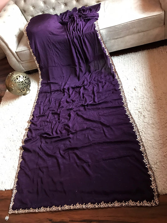 Purple vogue partywear saree