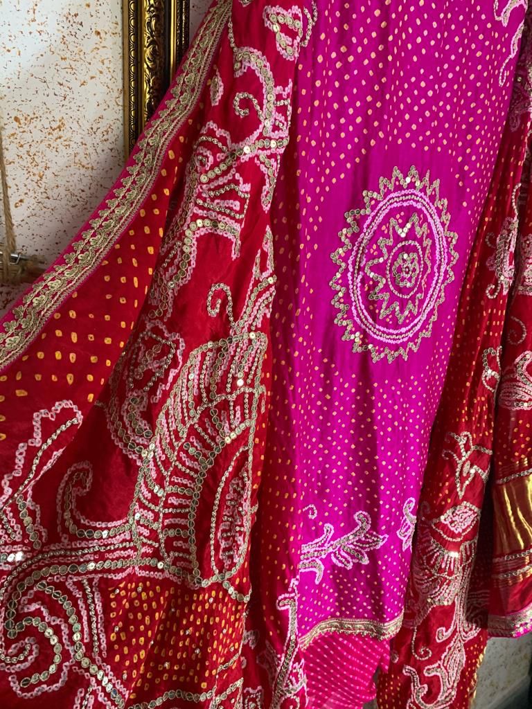Pink exclusive gajji silk dupatta