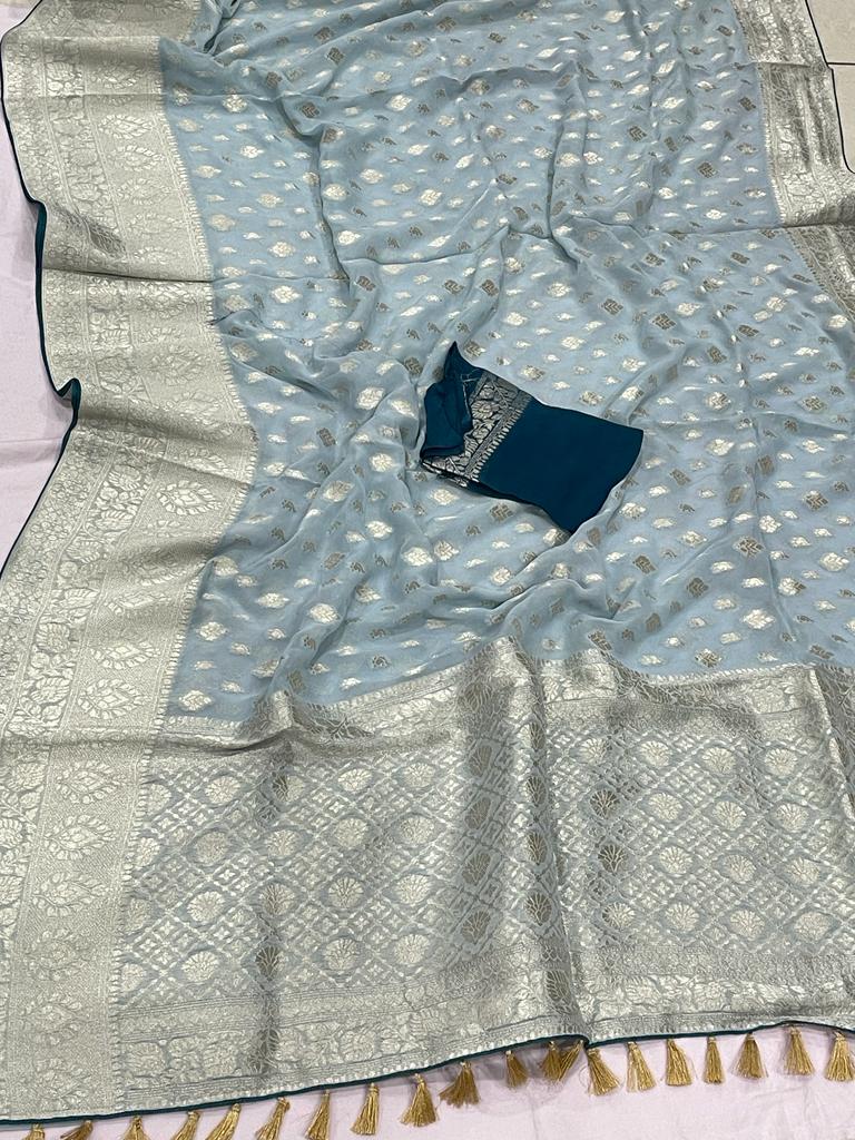 Gunisha khaddi gorgette saree