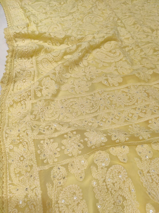 Vani Chikankari gorgette saree