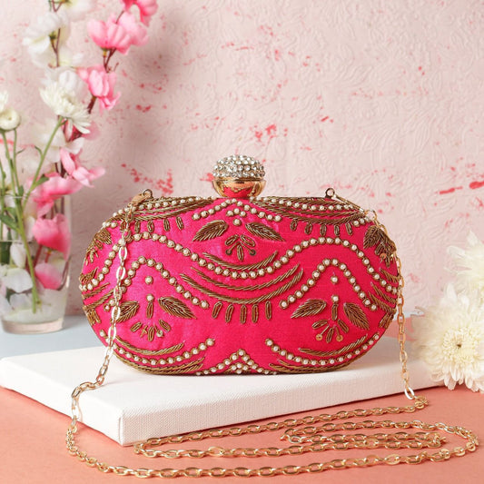 Pinkilla embroidery clutch