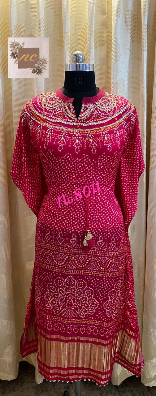 Gajji silk bandhani kaftan