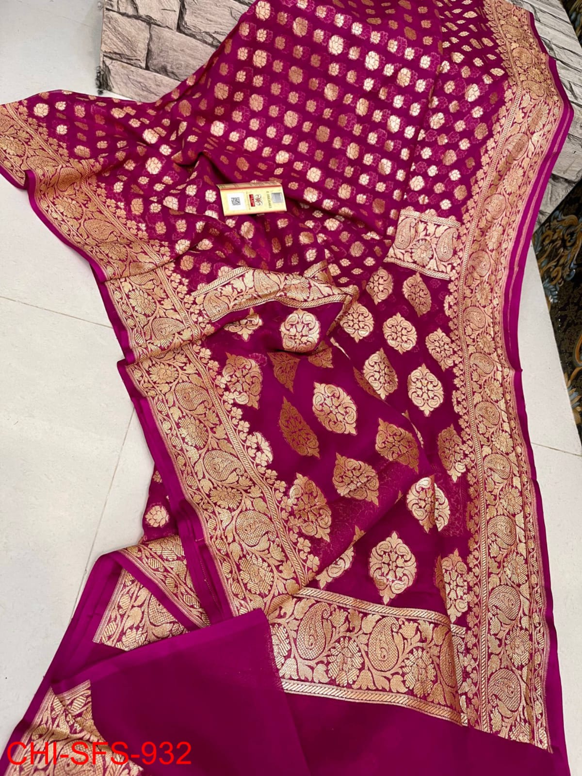Mariah banarsi saree khaddi Gorgette saree blouse