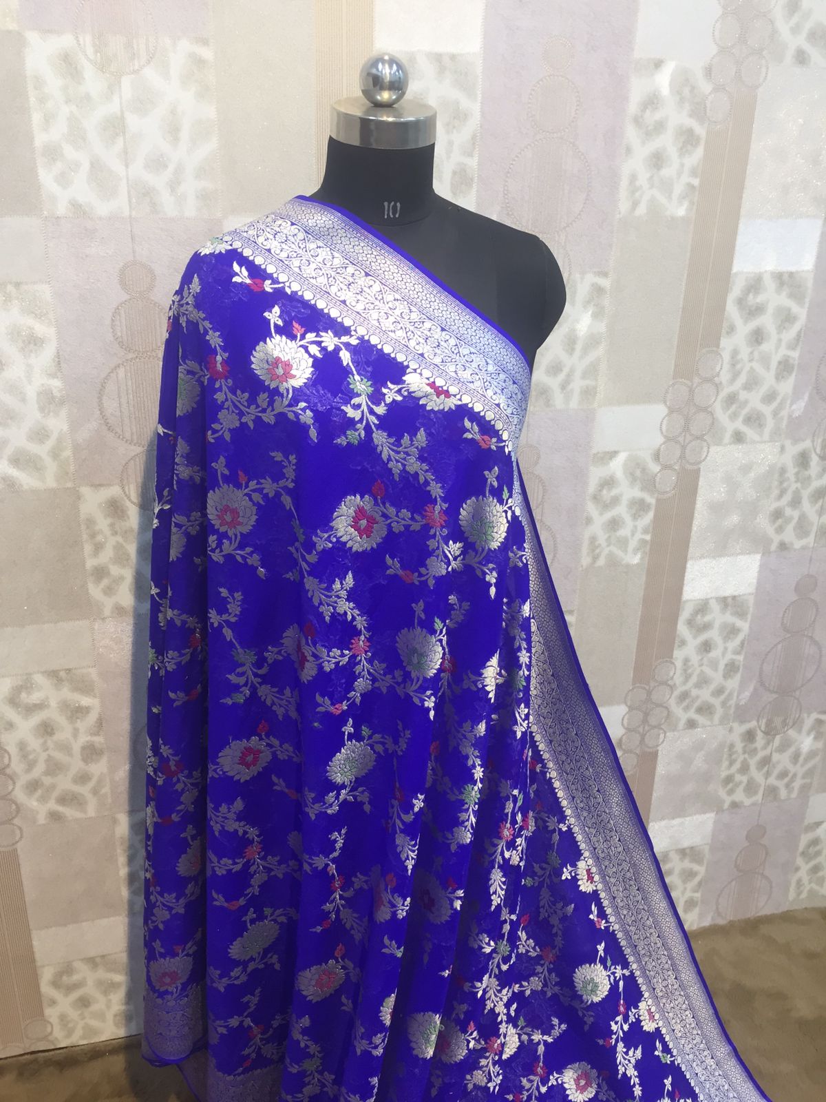 Ranjhana Banarsi khaddi gorgette saree