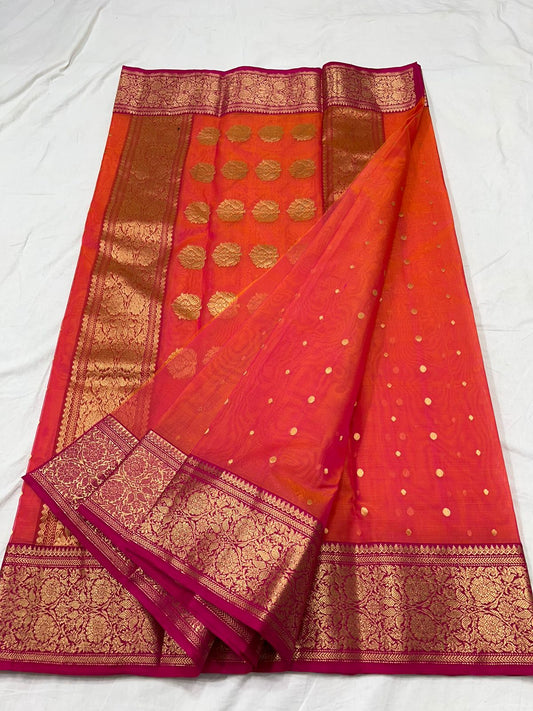 Orange Chanderi saree