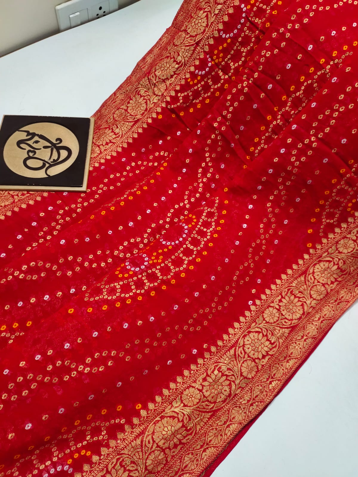 Bandhani banarsi gorgette saree