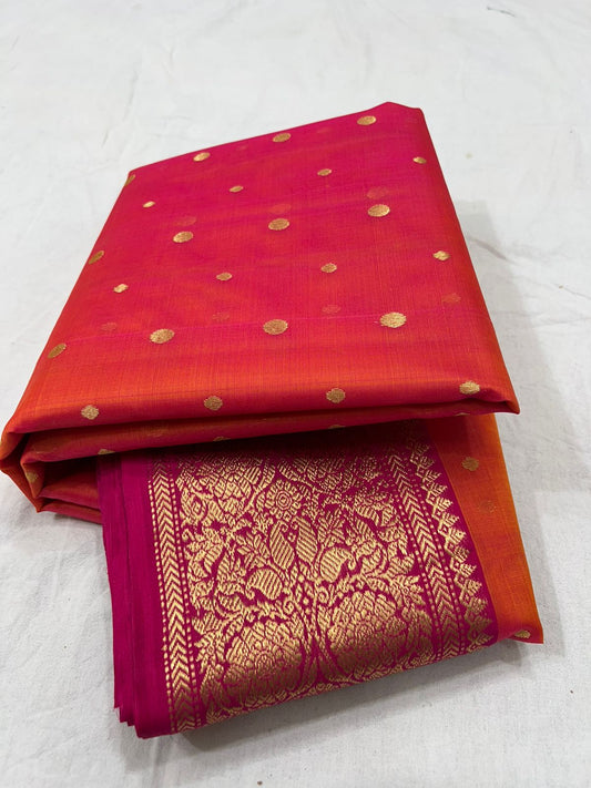 Orange Chanderi saree