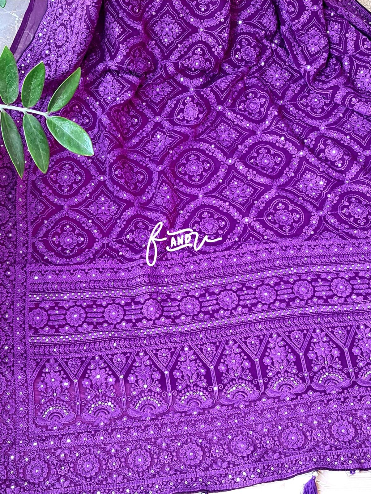 Isabelle gorgette chikankari saree