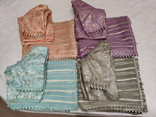 Bezil gorgette striped saree