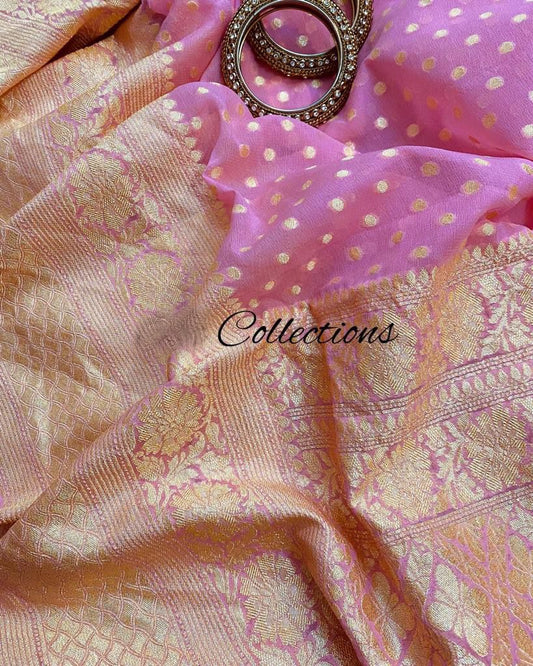 Pink handwoven banarsi saree Royal Sarees