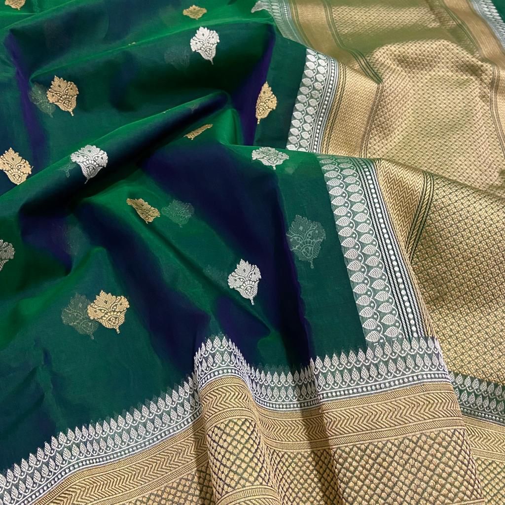 Dual tone banarsi kora saree