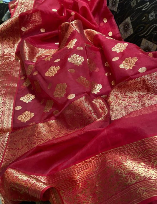 Begum red Chanderi saree Indian sarees Wedding sari