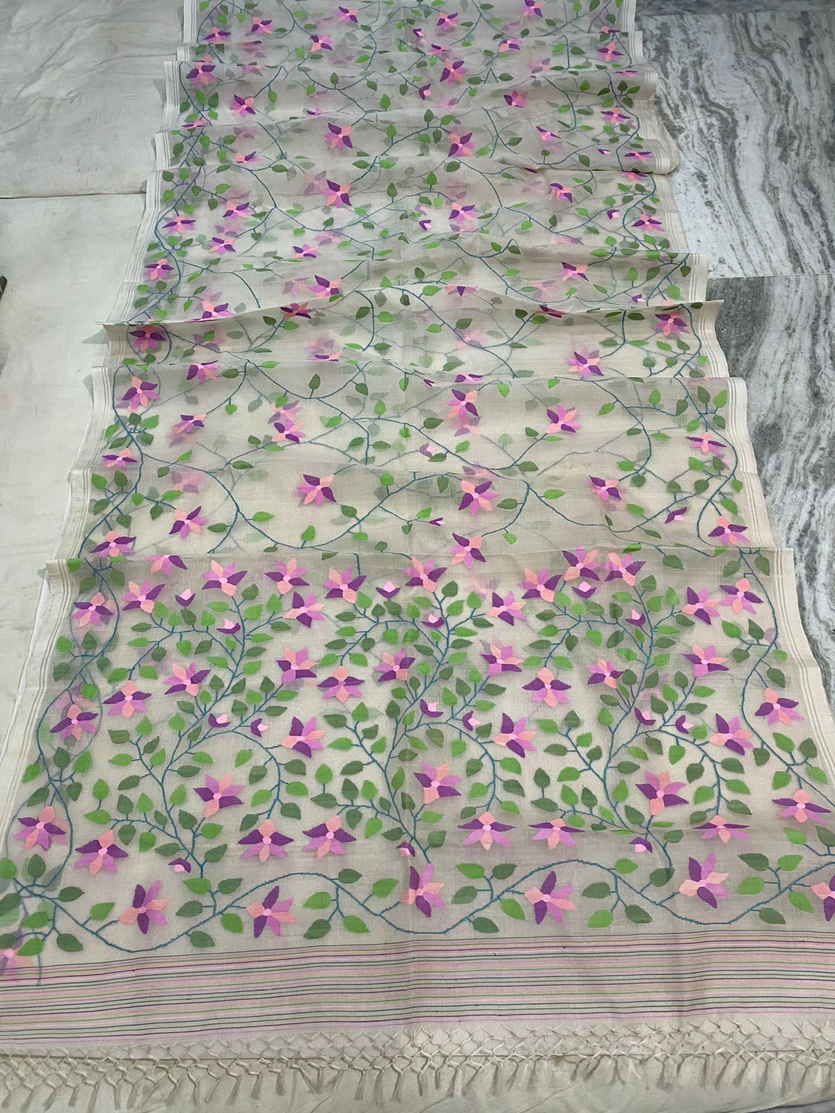 Gulmohar jamdani saree